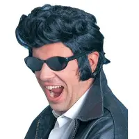 Widmann Zwarte Elvis pruik met bakkenbaarden
