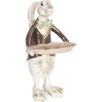Clayre & Eef Beeld Konijn 30 cm Wit Zwart Polyresin