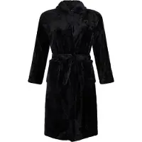 Badrock Kinderbadjas fleece - capuchon badjas kind - zwart - ochtendjas flanel fleece - maat XL (152/158)