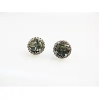 Sophie Model Small Round Grey zilveren oorringen gezet met grijze en witte cubic zirconia
