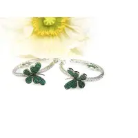 Sophie Zilveren oorringen oorbellen Vlinder gezet met groene en witte cubic zirconia