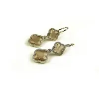 Sophie model Double Fiori klein oorringen in zilver bruine klavers