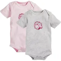 Schnizler tomper Unicorn korte mouw roze/grijs 2 stuks