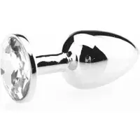 O-products Butt plug aluminium met transparant kristal - large