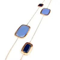 Sophie Zilveren halsketting halssnoer collier roos goud verguld Model Color Power gezet met blauwe stenen