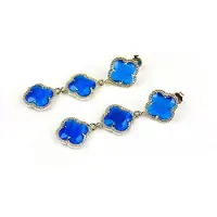 Sophie model 3 Fiori oorringen in zilver 3 klavers kobaltblauwe stenen