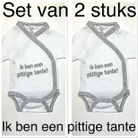 Petit villain Baby Rompertje - Set van 2 stuks - Ik ben een pittige tante - Maat 56/62