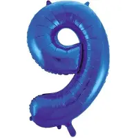 We Fiesta Blauwe folie ballon cijfer 9.