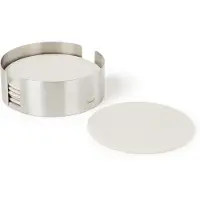 Blomus 6-delige Coaster Set met RVS Houder - Moonbeam (Crème) Coasters