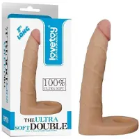 Lovetoy Voorbinddildo voor dubbele penetratie Ultrasoft Double - 18 cm