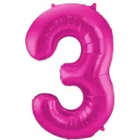 Folat Verjaardag Leeftijd folieballon - 3 jaar - roze - 86 cm - cijferballon groot
