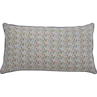 Nordal COSMO kussenhoes blauwe bloemen en oranje / bruine achterkant | 50 x 80 cm