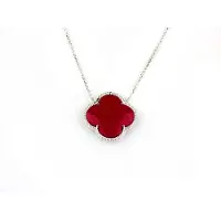 Sophie model Fiori klein ketting in zilver rode klaver