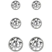 New Bling 929901024 Zilveren Oorbellen - Set van 3 Paar Oorknopjes - 2,5 mm / 3,0 mm / 4 mm - Rond - Zirkonia - Zilver