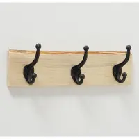 Boltze Kapstok - 3 haaks - Metaal - Bruin - 39cm - Hout - Wand