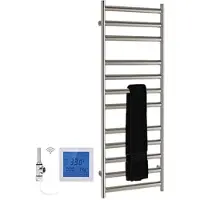 SSI Design Athena elektrische radiator met witte digitale thermostaat RVS geborsteld 80x60cm 300W