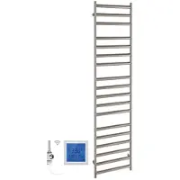 SSI Design Athena elektrische radiator met witte digitale thermostaat RVS geborsteld 140x50cm 300W