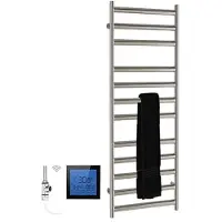 SSI Design Athena elektrische radiator met zwarte digitale thermostaat RVS geborsteld 120x50cm 300W