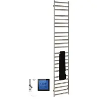 SSI Design Athena elektrische radiator met zwarte digitale thermostaat RVS geborsteld 160x35cm 300W