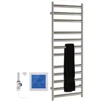 SSI Design Athena elektrische radiator met witte digitale thermostaat RVS geborsteld 120x50cm 300W