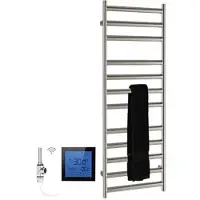 SSI Design Athena elektrische radiator met zwarte digitale thermostaat RVS geborsteld 80x60cm 300W