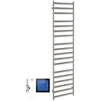 SSI Design Athena elektrische radiator met zwarte digitale thermostaat RVS geborsteld 140x60cm 600W