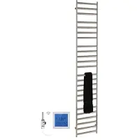 SSI Design Athena elektrische radiator met witte digitale thermostaat RVS geborsteld 160x50cm 600W