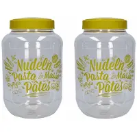Hega hogar Pasta voorraadpot/bewaarpot groene deksel 3700 ml kunststof 15,5 x 25 cm - Voorraadpot