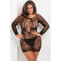 Rene rofe Tie Breaker Jurk Plussize - Dames Lingerie - Plus Size (42 - 44) - Sexy Jurkjes - Zwart - Discreet verpakt en bezorgd