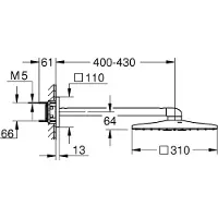 GROHE Regendoucheset rainshower smartactive cube 31 cm met wandarm supersteel