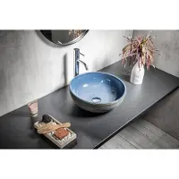 Sapho Priori keramische ronde waskom 41cm blauw/grijs