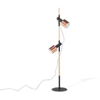 Beliani OWENS - Staande lamp - Zwart - Eikenhout