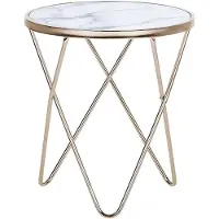 Beliani MERIDIAN - Bijzettafel - Wit - Veiligheidsglas