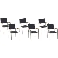 Beliani GROSSETO - Tuinstoel set van 6 - Zwart - PE rotan