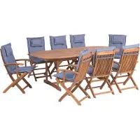 Beliani MAUI - Tuinset voor 8 - Lichte houtkleur/Blauw - Acaciahout