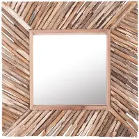 Beliani KANAB - Wandspiegel - Lichte houtkleur - Hout