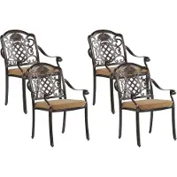 Beliani Tuinstoel donkerbruin/beige aluminium set van 4 retro