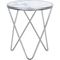 Beliani MERIDIAN - Bijzettafel - Wit/Zilver - Veiligheidsglas