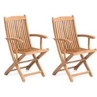 Beliani MAUI - Tuinstoel set van 2 - Lichte houtkleur - Acaciahout