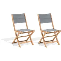 Beliani CESANA - Tuinstoel set van 2 - Grijs - Acaciahout