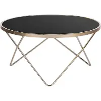 Beliani MERIDIAN II - Salontafel - Zwart/Goud - Veiligheidsglas