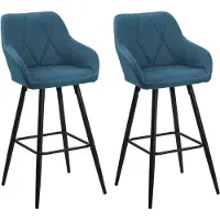 Beliani DARIEN - Barkruk - Blauw - Polyester