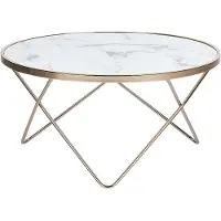 Beliani MERIDIAN II - Salontafel - Wit/Goud - Veiligheidsglas