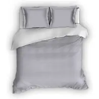 Romanette Dekbedovertrek Comtesse Zilver Wit Flanel-240 x 200 / 220 cm | Lits-Jumeaux