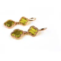 Sophie model Double Fiori klein oorringen in zilver roze verguld kaki
