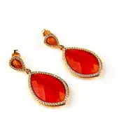Sophie model Markies oorringen in zilver roze verguld oranje steen en cubic zirconia