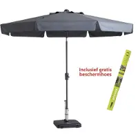 Madison Parasol Rond Flores Grijs Inclusief Beschermhoes