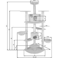 TecTake Katten krabpaal Fippi - 201 cm hoog - beige wit - 402186