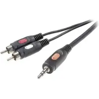 Speaka Professional SP-7869792 Cinch / Jackplug Audio Aansluitkabel [2x Cinch-stekker - 1x Jackplug male 3,5 mm] 10.00 m Zwart