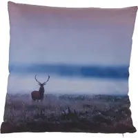 House of Seasons kussen hert 40 x 40 cm textiel blauw/oranje